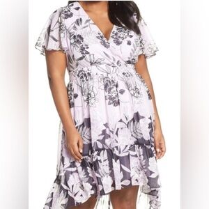 Vince Camuto Black and Pink Floral Midi Dress